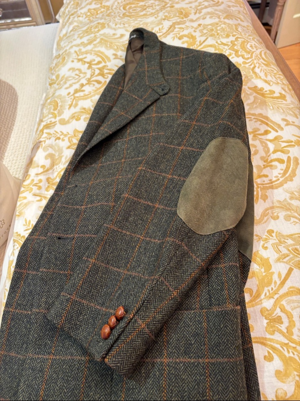 Men's Windowpane Wool Blazer - Brown/Greenh - Picture 2 of 8